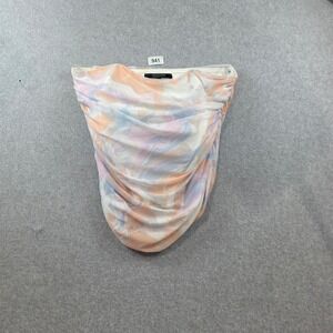 19 Cooper Womens Strapless Mesh Ruched Marble Print Cowl Neck Tube Top Large